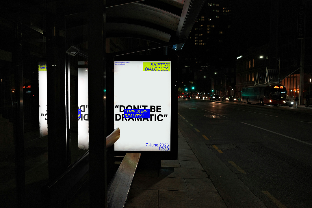Shifting Dialogues bus stop mockup